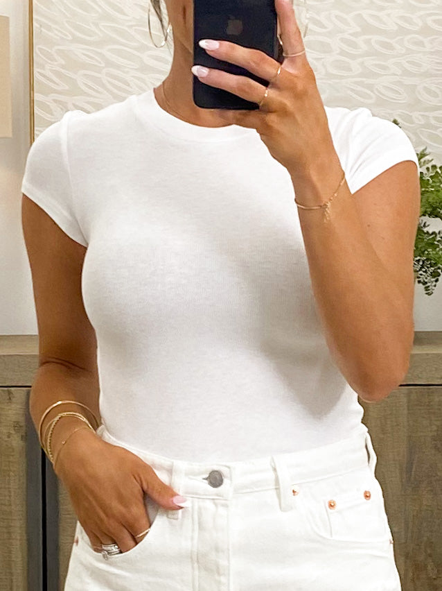 Essential Ribbed Tee | White | +Plus Available | RESTOCK