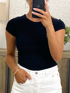 Essential Ribbed Tee | Black | +Plus Available | RESTOCK