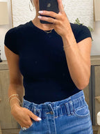 Essential Ribbed Tee | Black | +Plus Available | RESTOCK