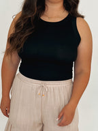 Essential Ribbed Tank | Black | +Plus Available