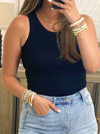 Essential Ribbed Tank | Black | +Plus Available