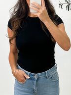 Essential Ribbed Tee | Black | +Plus Available | RESTOCK