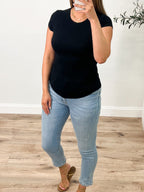 Essential Ribbed Tee | Black | +Plus Available | RESTOCK